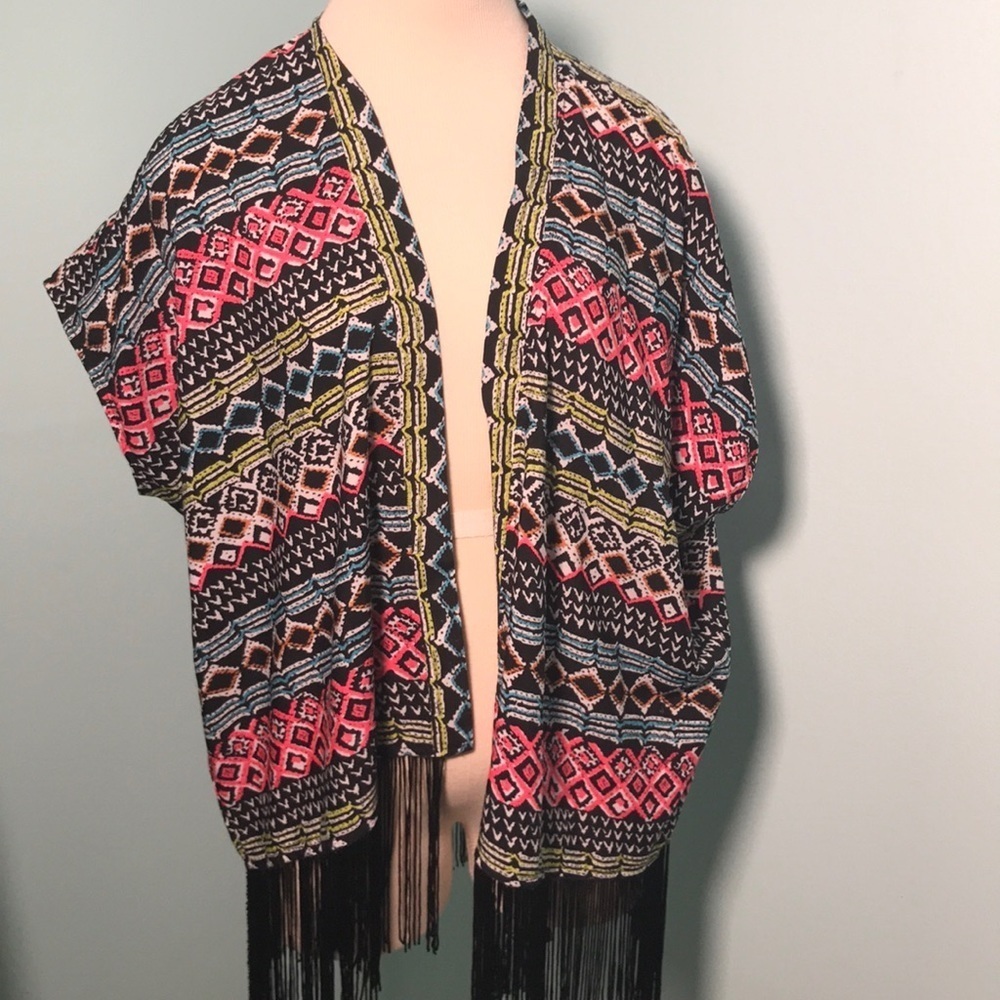 ENVY ME Kimono colorful black tassel‎ size L
